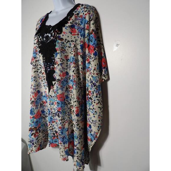 Cosita Linda Beachwear One Size Cover Up Dress Tunic kimon Floral Colorful Artsy - Picture 11 of 12